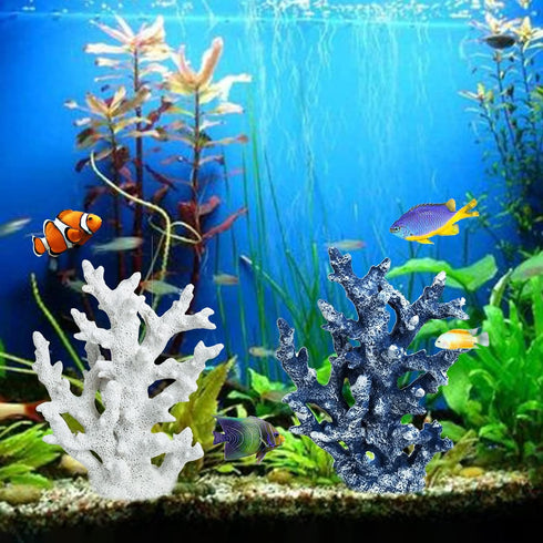 PINVNBY Blue Artificial Coral Ornament Underwater Craft Resin Aquarium Sea Plants Decoration Fish Tank Landscape