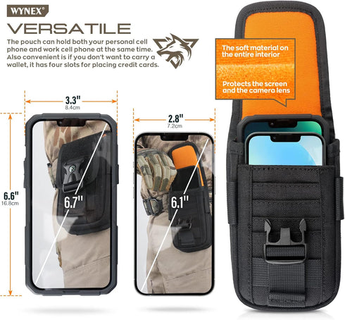 WYNEX Tactical Molle Phone Pouch with Compass Buckle, Universal Cell Phone Holster for IP 15/14/13 Pro Max/S22/S21