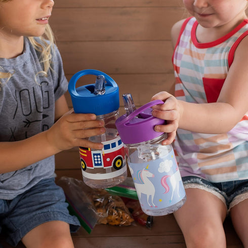 Wildkin Kids 16 Oz Water Bottle with Straw Lid & Handle, Easy to Clean, Ideal for School & Travel - Heroes