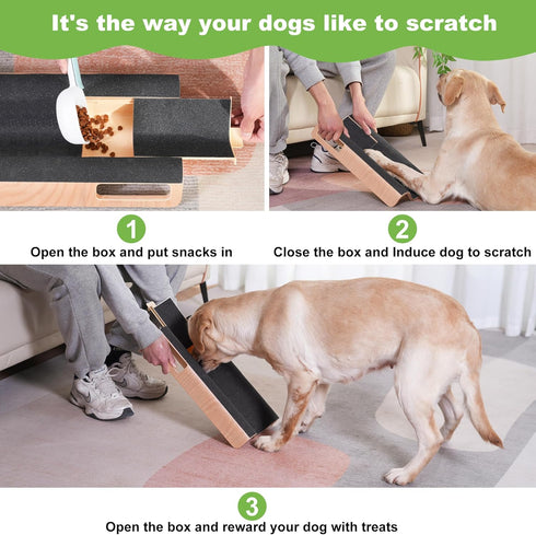 M-Shaped Dog Scratch Pad for Nails with Treat Box, Large Dog Nail File Toy for Easier Nail Trimming