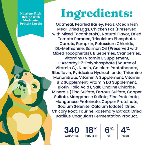 Solid Gold Dry Dog Food for Adult & Senior Dogs - Holistique Blendz Potato Free High Fiber with Oatmeal, Pearled