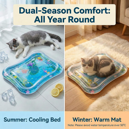 0.7mm Interactive Cat Toy for indoor Cats, Upgraded Cat Water Mat with Fish - Thickened Enrichment Stimulating Water