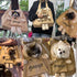 Bear-Shaped Pet Canvas Shoulder Bag, Khaki Bear-Large, Pet Out Bag for Dogs and Cats