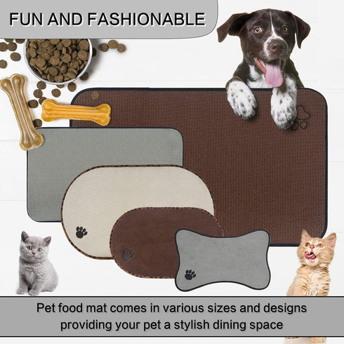 Sinland - Microfiber Pet Bowl Mat Dish Drying Mat with Anti-Skid Backing, 14.2Inch x 24Inch Grey