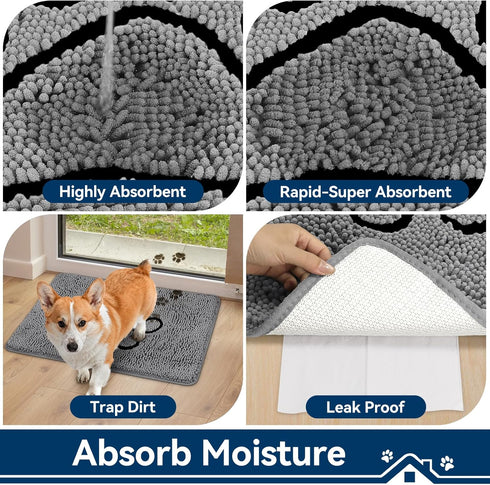 30"*20" Bcoimo Super Absorbent Dog Door Mat, Anti Slip Mat for Muddy Paws, Pet Rugs for Dirty Paws Washable that