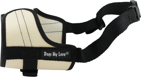 Adjustable Dog Muzzle, Beige, 6 Sizes (XXS: 4.5"-6.5" Snout Circumference)