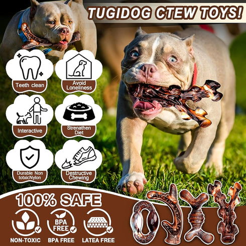 Dog Toys - 4-Pack Indestructible Chew Toys for Aggressive Chewers - Nylon Durable Dog Toys for Medium Large