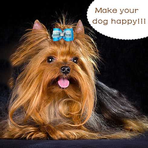 PET SHOW 20pcs/10pairs Bling Small Dogs Hair Bows with Rubber Bands for Grooming Accessories