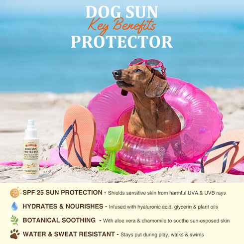 Dog Sun Protection Spray Lightweight, Oil-Based UV Shield for Sensitive Skin | Soothing & Moisturizing Formula