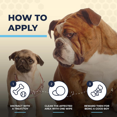 Wrinkle Wipes for Bulldogs, Alcohol Free Dog Face Wipes for Wrinkles and Tail Pockets