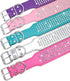 Rhinestones Dog Collars - 2" Wide Sparkly Crystal Studded PU Leather Collar for Medium and Large Dogs, 5 Rows
