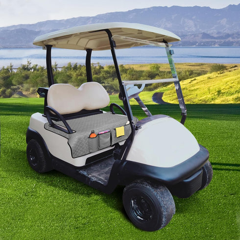 Universal Golf Cart Seat Covers, 2 Person Seats Towel Blanket with 4 Front Pockets & Nonskid Bottom
