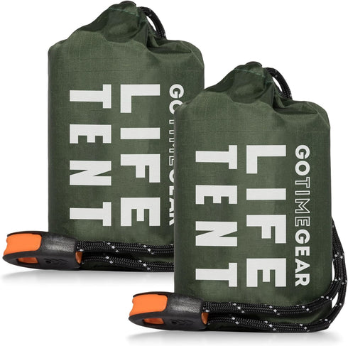 Go Time Gear Survival Life Tent for 2 Persons, Mylar Emergency Shelter Tube Tent with Paracord