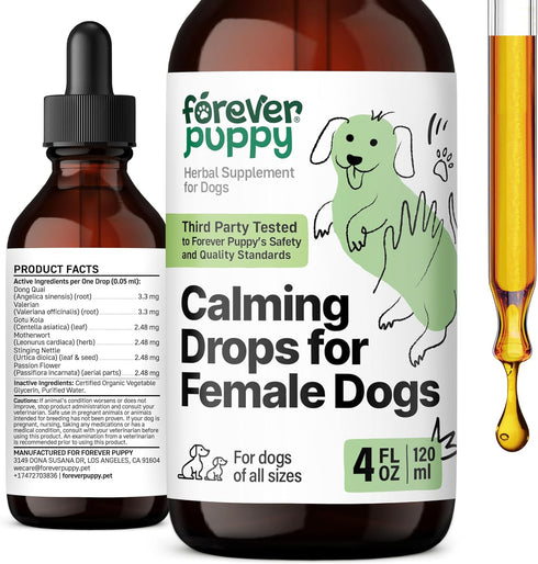 Calming Drops for Female Dogs - Valerian Root Care, Liquid Alternative to Calming Chews - 4 oz