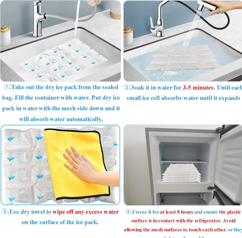 Packs Frozen Dry Ice for Shipping Food, Reusable Cold Ice Sheets for Coolers, Lunch Bag, Flexible Long-Lasting Ice