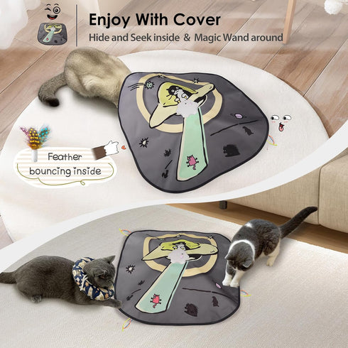 ORSDA Cat Toys, 4in 1 Interactive Automatic Indoor Cats Toy with 8 Holes Mice Whack-A-Mole, Hide and Seek Smart Motion