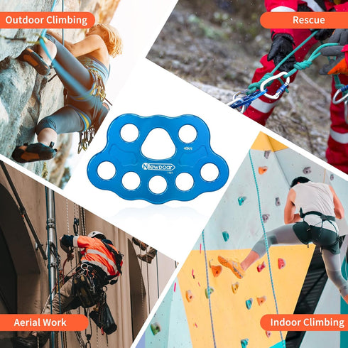 NewDoar 40KN Paw Rigging Plate with 4/5 Holes for Rock Climbing Gear, 8 Holes, Blue