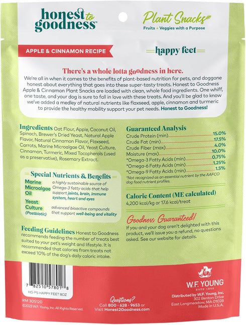Honest to Goodness Plant Snacks Happy Feet Apple & Cinnamon Recipe Dog Treats, 8oz, Enriched with Omega 3s