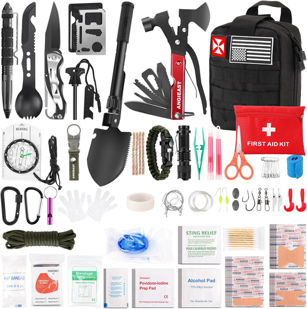 Survival Kit First Aid Gear Tools, Trauma Kit with Molle Pouch for Outdoor, Camping, Hunting, Hiking, Home