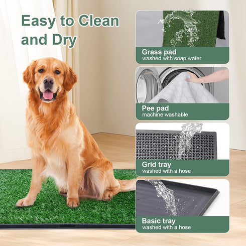 Dog Grass Pet Loo Indoor/Outdoor Portable Potty, Artificial Grass Patch Bathroom Mat, 20"x16"