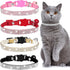 Weewooday 4 Pieces Rhinestones Cat Collars, Breakaway Cat Collar with Bell, Soft Velvet, 4 Colors (XS, Gold, Red, Pink,