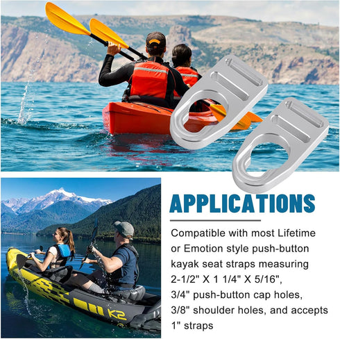 Strap Replacement Buckle Clip Aluminum Seat Clips for Lifetime Emotion Style Button Type Kayak Seats
