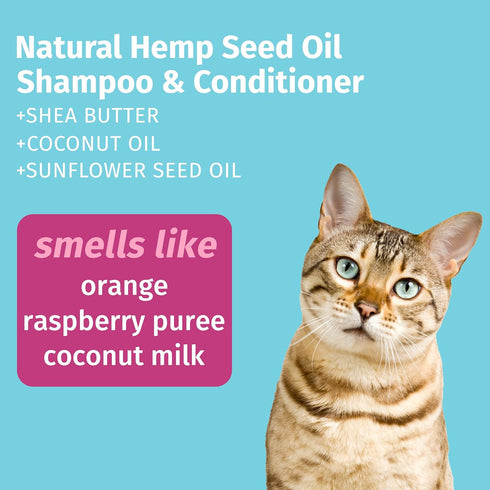 2 1 17 oz. Hempz Petz, Cat Shampoo & Conditioner, Creamy Orange & Red Raspberry in Shampoo & Conditioner