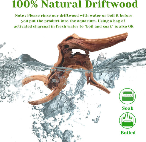 Tfwadmx Natural Driftwood for Aquarium, Reptile Branches Terrarium Wood Aquarium Trunk Driftwood Tree Fish Tank Log Decoration 11-13 inch Pack of 2