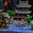 Classical Temple Aquarium Decorations, Asian Castle Thematic Safe Resin Ornaments with Plastic Plants for Fish Tank