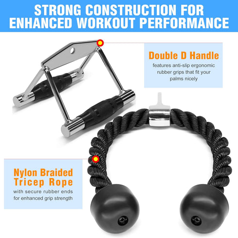 Yes4All Cable Machine Attachment Set, LAT Pulldown Tricep Press Down Accessories for Home Gym