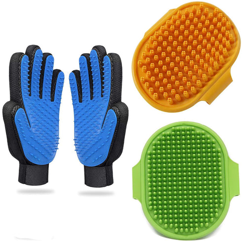 Dog Washing Gloves Brush for Pet, JOANGIHC 3PCS Grooming Hair Brush, Cat Scrubber for Bathing