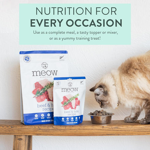 MEOW Air Dried Cat Food - Beef & Hoki Recipe, High Protein Dry Food for All Life Stages, 3.5 oz