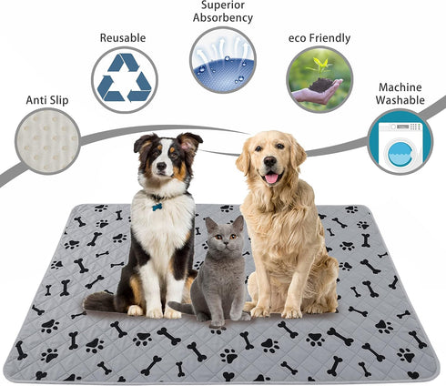 Dog Crate Pee Pads, Washable Non-Slip Puppy Pads for Small Dogs, Water Absorb Training Pads, 32" x 40", Gray