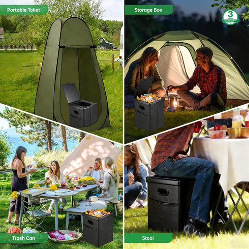 16.5" 190lbs Commode Panmout XL Portable Toilet for Camping, Foldable Travel Toilet for Adults with Cushioned Seat