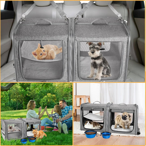 2 45 Lbs, Suertree Cat Carrier for Cats, Pet Travel Carrier for Cats and Small Dogs Up to Bowls, and Locking Zippers