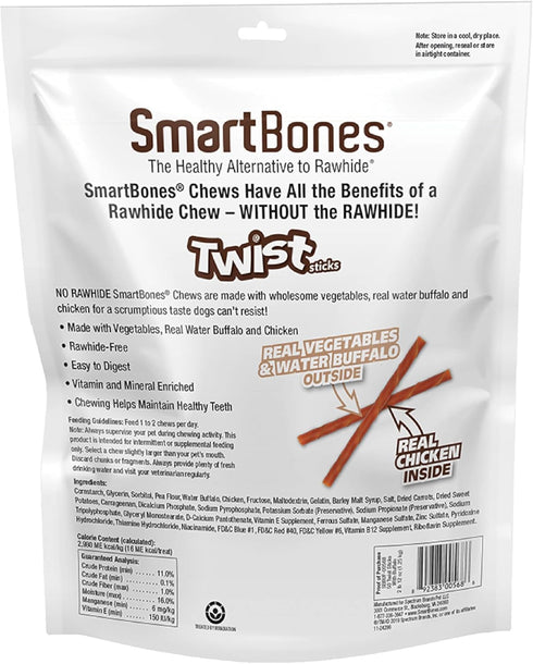 Smartbones Twist Sticks with Water Buffalo 50 Count, Rawhide-Free Chews for Dogs