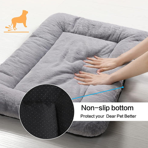 Dog Beds Crate Pad for Small Dogs, Ultra Soft Washable & Anti-Slip Kennel Pad, Cat Bed Mat, Gray 24inch