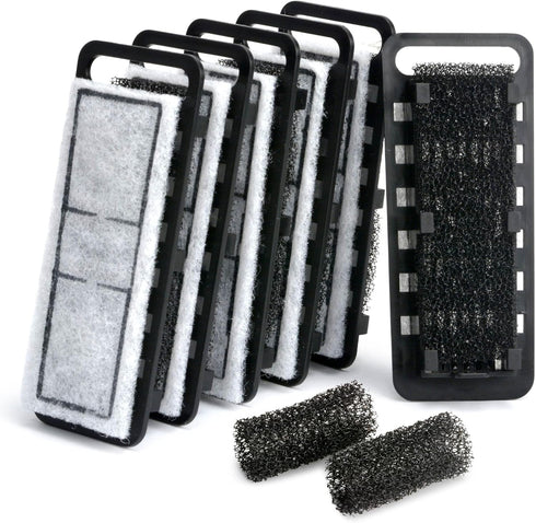 NICREW Slim Aquarium Filter Cartridges (6 pcs) with 2 Intake Sponges for Fish Tank