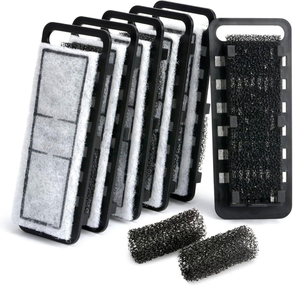 NICREW Slim Aquarium Filter Cartridges (6 pcs) with 2 Intake Sponges for Fish Tank