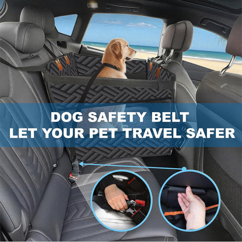 Dog Car Seat for Large Medium Dogs Back Seat Extender for Dogs, Waterproof Medium Dog Carseat with Hard Bottom& Pet