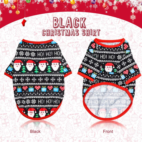 HYLYUN Dog Christmas Shirt - 2 Packs of Soft Breathable Pet Shirts for Small Dogs and Cats, Christmas Printed Clothing