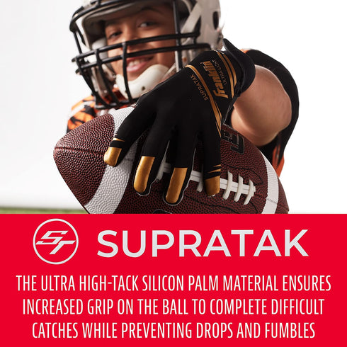 Franklin Sports 28360F1 Supratak Football Receiver Gloves - Black/Chrome Adult Small