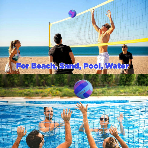 6 Pack 5, Volleyballs Official Size Soft Bulk Recreational Volley Balls with Pump and Net Bag for Indoor Outdoor Beach