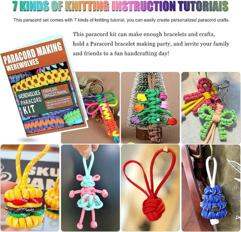 4MM, 3MM, 2MM 10FT 10FT-35 WEREWOLVES Paracord Bracelet Jig Kit - Parachute Combo Kit, Rope Complete Accessories