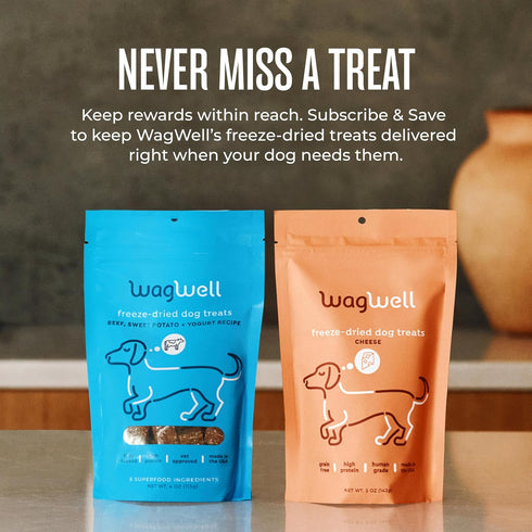 4 oz 1 Pack WagWell Freeze Dried Dog Treats, Beef + Yogurt + Sweet Potato Flavor | Training Treats, Food Topper