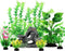 Fish Tank Accessories - 9pcs Green Artificial Plants and Cave Rock Decor Set for Aquarium