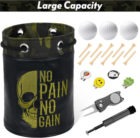 mytag Professional Golf Valuables Pouch Barrel Golf Ball Bag with Drawstrings, Golf Accessory Bag for Men Women