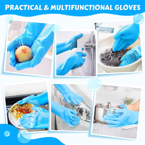 Pecute Pet Grooming Gloves Large, Heat Resistant Cat Bathing Gloves with High-Density Teeth for Washing and Massaging