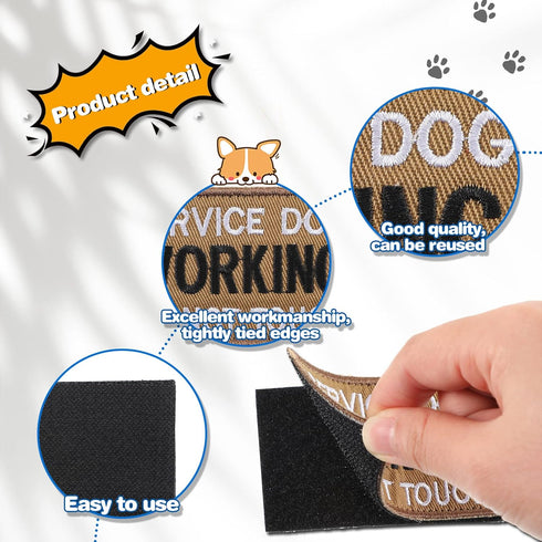 Pack of 16 Service Dog Patches: Do Not Pet, Ask to Pet, Removable Tactical Patches with Hook and Loop