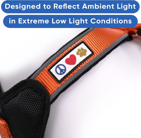Pawtitas Reflective Dog Harness - Comfortable & Padded for Controlled Walks or Runs - XS, Orange